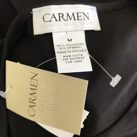 New Carmen Marc Valvo Black Keyhole Blouse - Picture 2 of 4